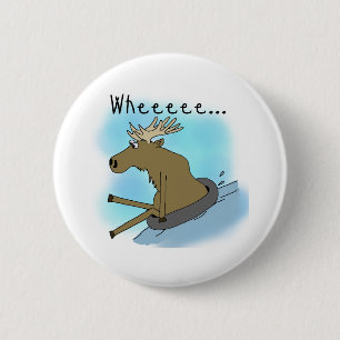 Moose Snow Tubing 6 Cm Round Badge