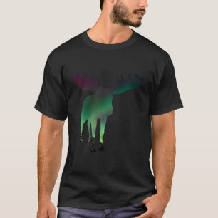 Moose Souvenir Alaskan Northern Light Aurora Borea T-Shirt