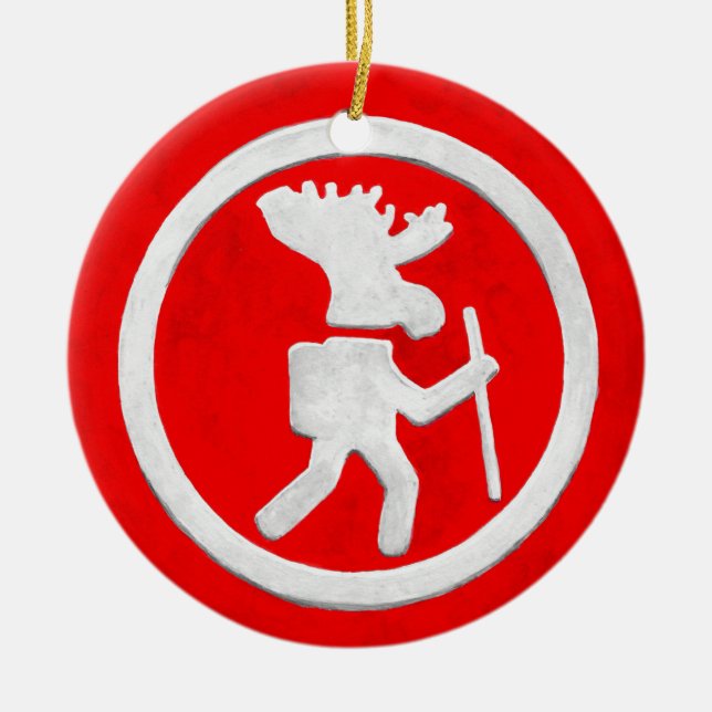 Moose Trail Marker Ceramic Tree Decoration (Front)