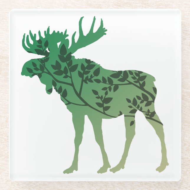 Moose Tree Glass Coaster (Front)