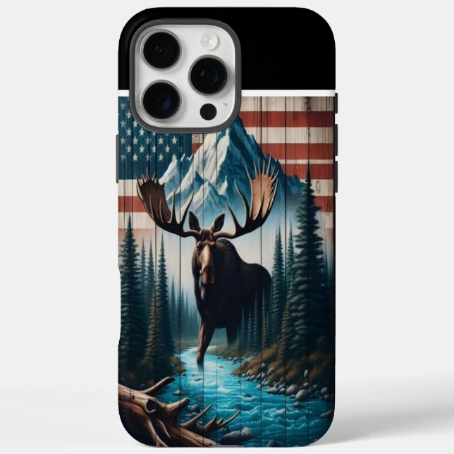 Moose Under The Stars And Stripes Case-Mate iPhone Case (Back)