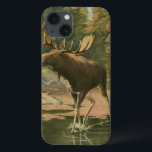 Moose Walking in Water iPhone 13 Case<br><div class="desc">Do you live far away from nature? This beautiful and yet classical image gives an impression of peacefulness and the colours of the moose walking in water are accurate which makes this image very realistic. Get this nature styled art on your favourite products!</div>