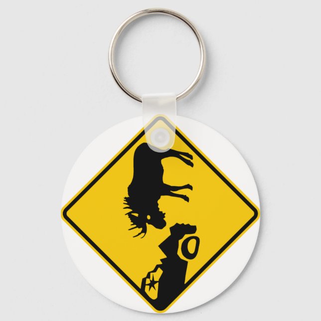 Moose Warning Sign from Gros Morne National Park Key Ring (Front)
