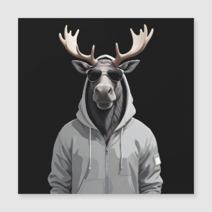Moose Wearing Hoodie Funny Cool Animal Character 
