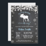 Moose Winter Snowflake Boy Baby Shower Invitation<br><div class="desc">Moose Winter Snowflake Boy Baby Shower Invitation. Blue and White Snowflake. Boy Baby Shower Invitation. Winter Holiday Baby Shower Invite. Chalkboard Background. Black and White. For further customisation,  please click the "Customise it" button and use our design tool to modify this template.</div>