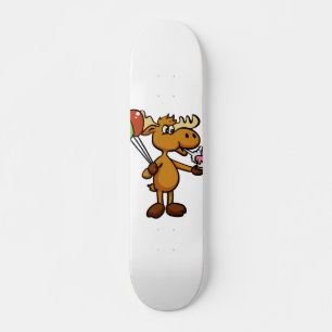Moose with balloon and cake   choose back colour skateboard