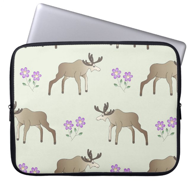 Moose with Flower Laptop Sleeve (Front)