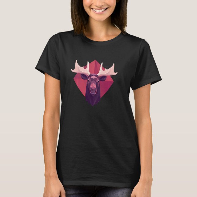 Moose with Maple Tree Shape Canada, Canadian Anima T-Shirt (Front)