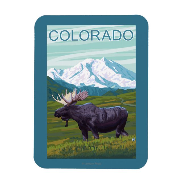 Moose with MountainColorado Magnet (Vertical)