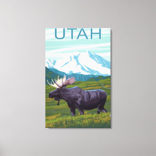 Moose with MountainUtah Canvas Print