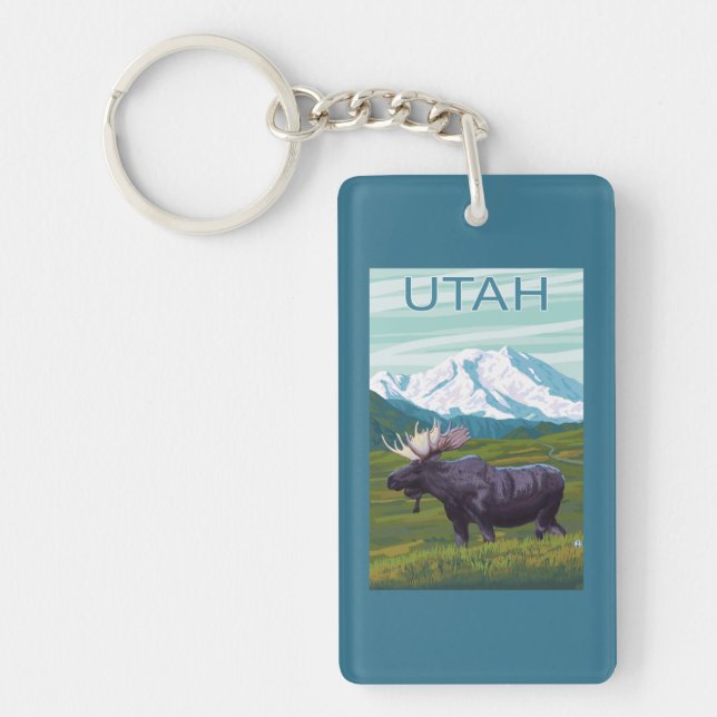 Moose with MountainUtah Key Ring (Front)