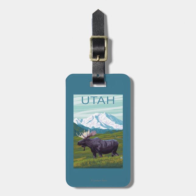Moose with MountainUtah Luggage Tag (Front Vertical)