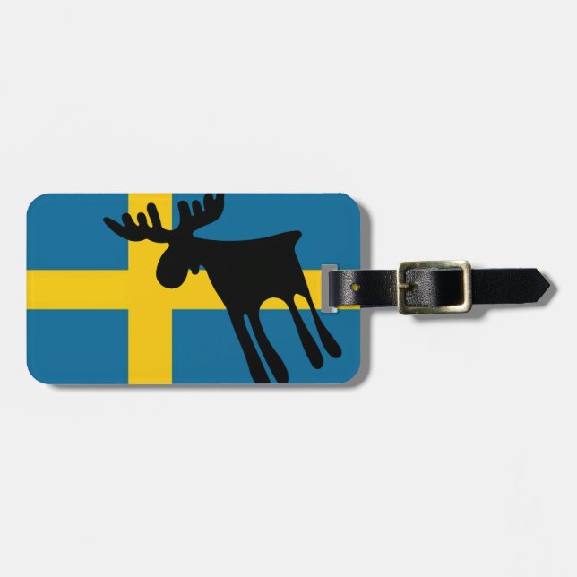 Moose with Swedish flag Luggage Tag (Front Horizontal)