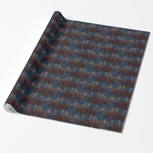 Moose Wrapping Paper Christmas Moose Gift Paper (Unrolled)