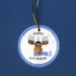 Moosed Happy Hanukkah Funny Hanukkah<br><div class="desc">This silly moose is decorated for Hanukkah on this funny ornament which can be personalised with ANY message you like!</div>
