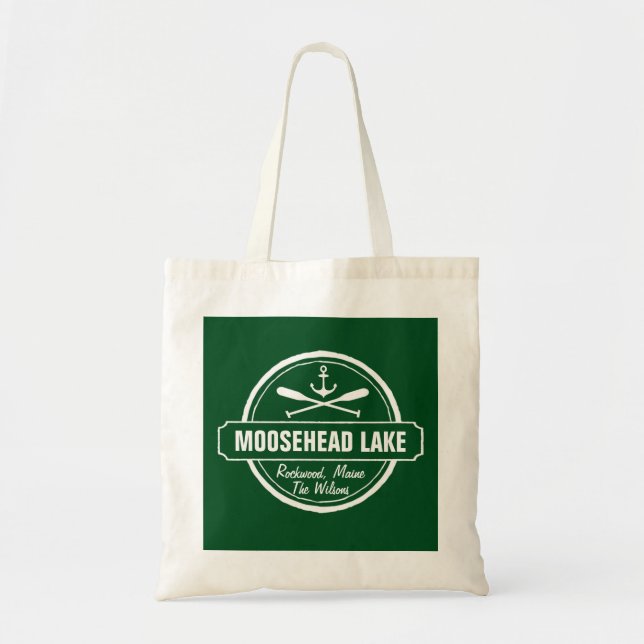 Moosehead Lake Maine anchor custom town and name Tote Bag (Front)