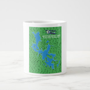 Moosehead Lake,Piscataquis County map Giant Coffee Large Coffee Mug