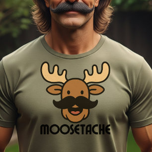 Moosetache Funny Moose With Moustache Dad Gifts  T-Shirt