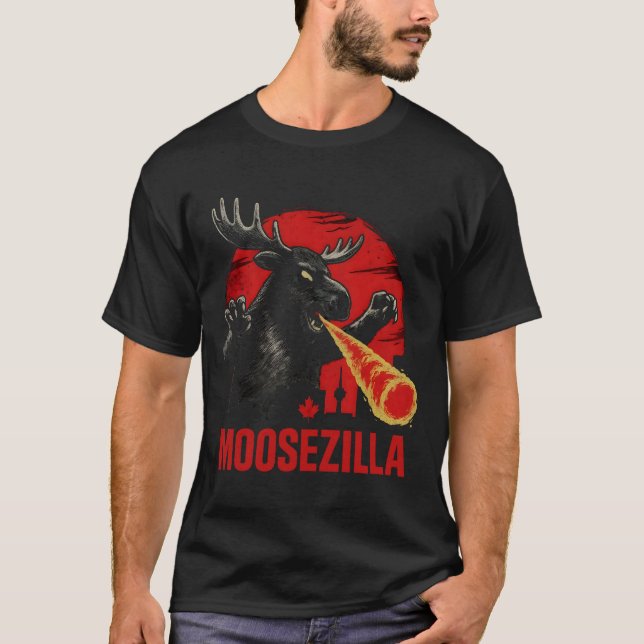 Moosezilla Moose Godzilla  T-Shirt (Front)