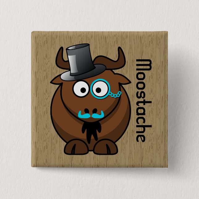 Moostache 15 Cm Square Badge (Front)