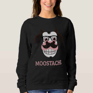 Moostache Funny Cow Mustache Farm Animal Pun Sweatshirt