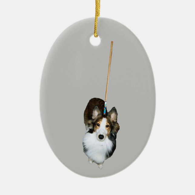 Mop Dog Ceramic Tree Decoration (Front)