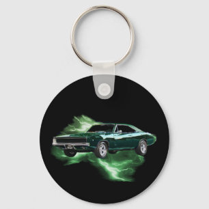 Mopar: '68 Dodge Charger with green lightning Key Ring