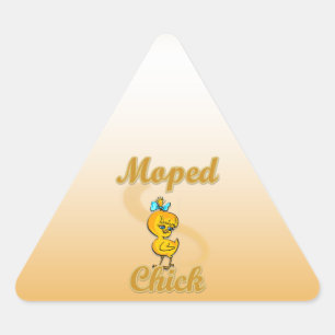 Moped Chick Triangle Sticker