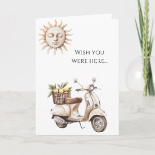 Moped Motor Bike Sun Wish you were here Card