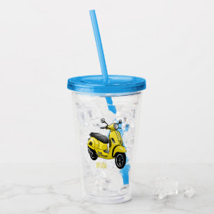 Moped motorcycle cartoon illustration acrylic tumbler
