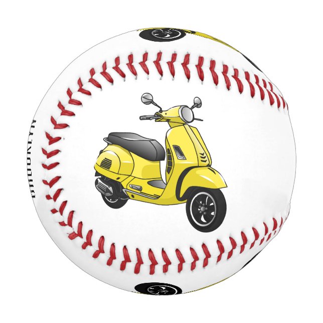 Moped motorcycle cartoon illustration baseball (Front Left)