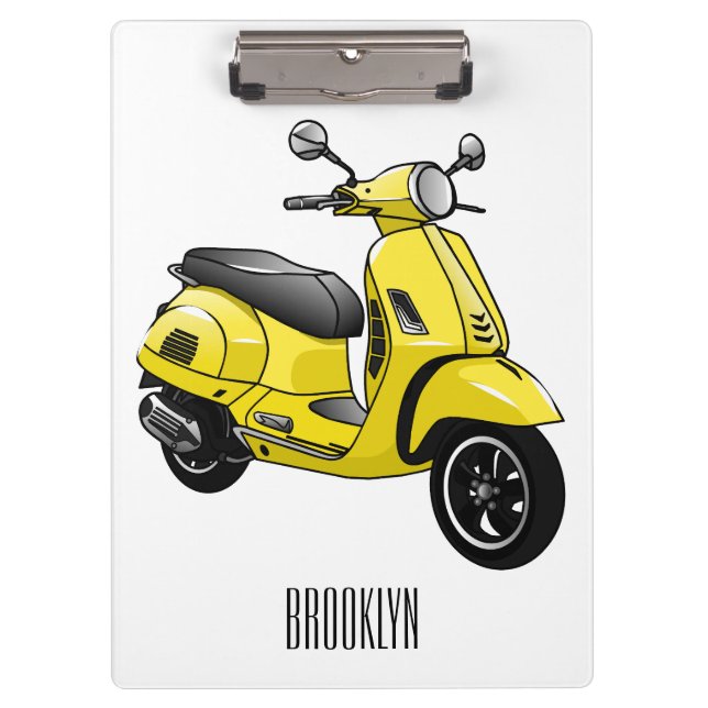 Moped motorcycle cartoon illustration clipboard (Front)