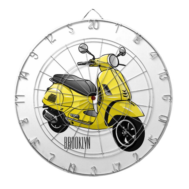Moped motorcycle cartoon illustration dartboard (Front)