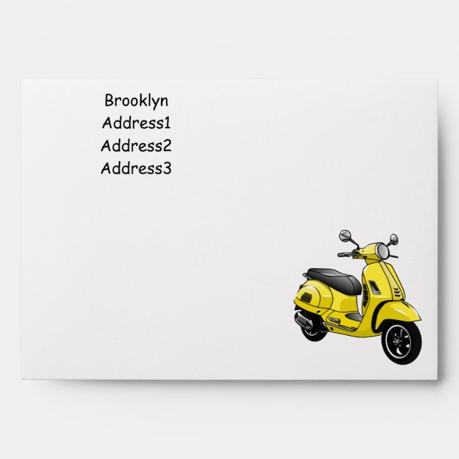 Moped motorcycle cartoon illustration envelope (Front)