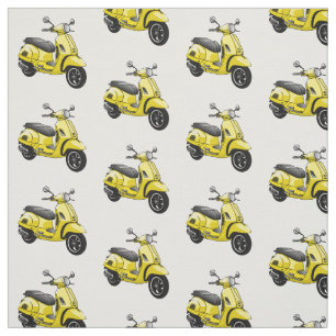 Moped motorcycle cartoon illustration fabric
