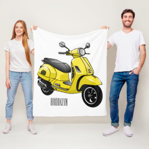 Moped motorcycle cartoon illustration fleece blanket
