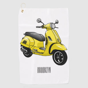 Moped motorcycle cartoon illustration golf towel