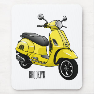 Moped motorcycle cartoon illustration mouse pad