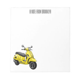 Moped motorcycle cartoon illustration notepad