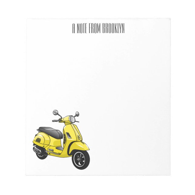 Moped motorcycle cartoon illustration notepad (Front)