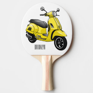 Moped motorcycle cartoon illustration ping pong paddle