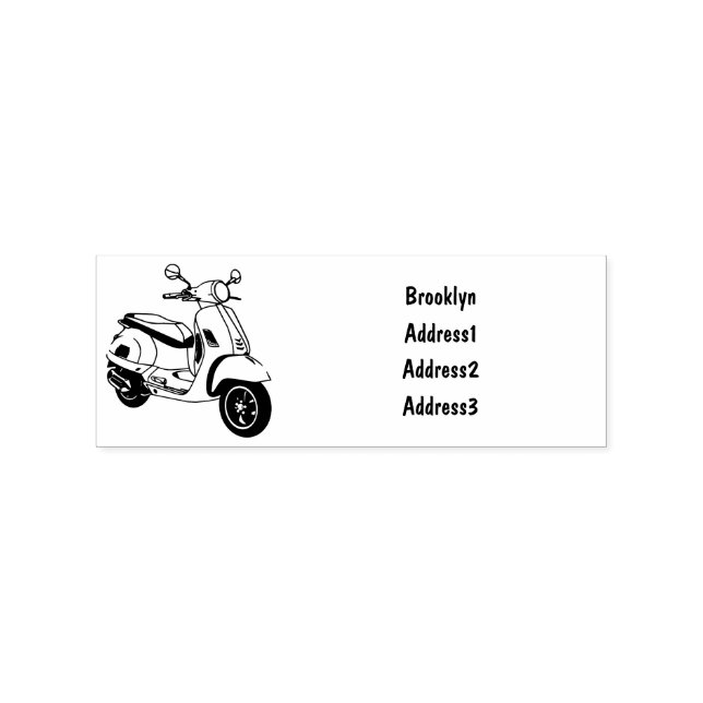 Moped motorcycle cartoon illustration rubber stamp (Imprint)