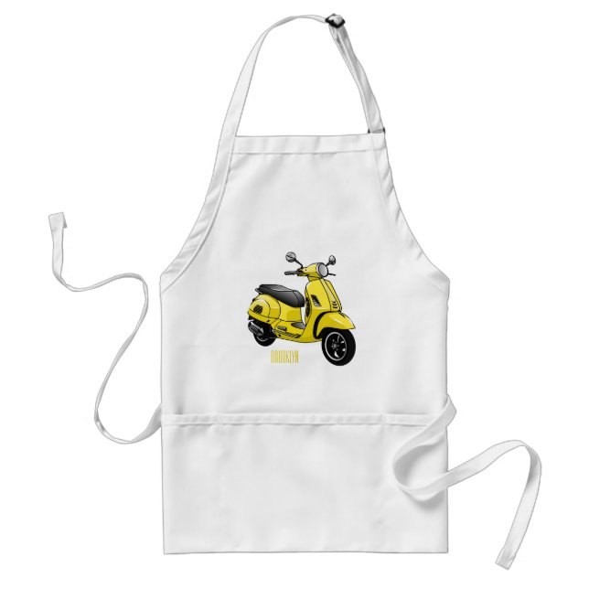 Moped motorcycle cartoon illustration standard apron (Front)