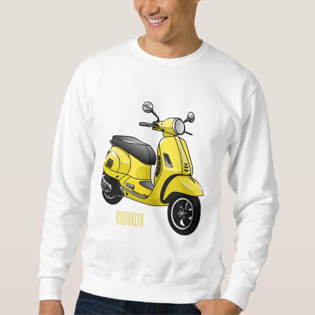 Moped motorcycle cartoon illustration sweatshirt (Front)