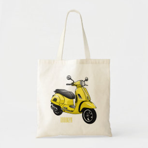 Moped motorcycle cartoon illustration tote bag