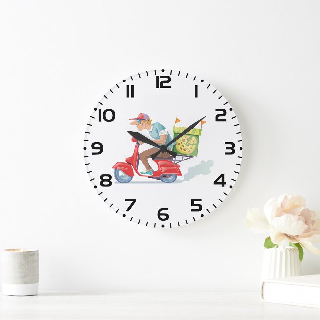 Moped Pizza Delivery Large Clock (Creator Uploaded)