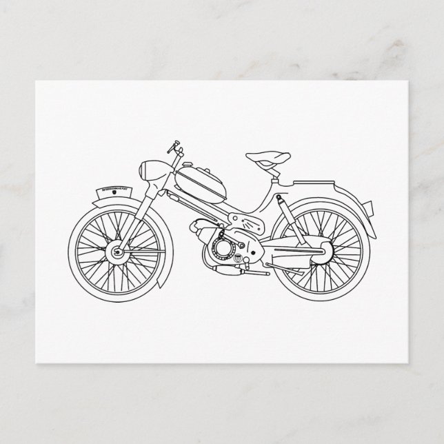 Moped PUCH MS 50 Motor Scooter Blueprint Postcard (Front)