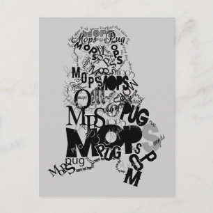 Mops aus Buchstaben Postcard