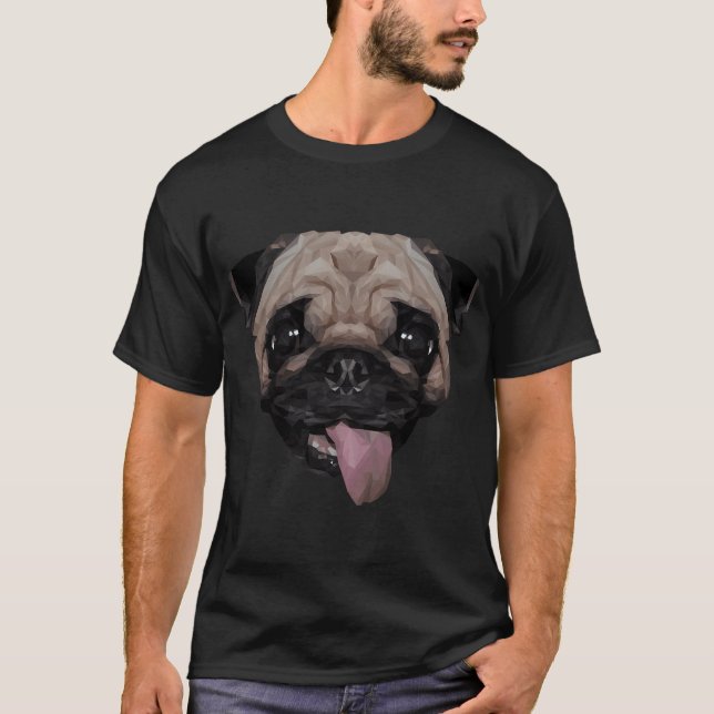 Mops low poly. T-Shirt (Front)