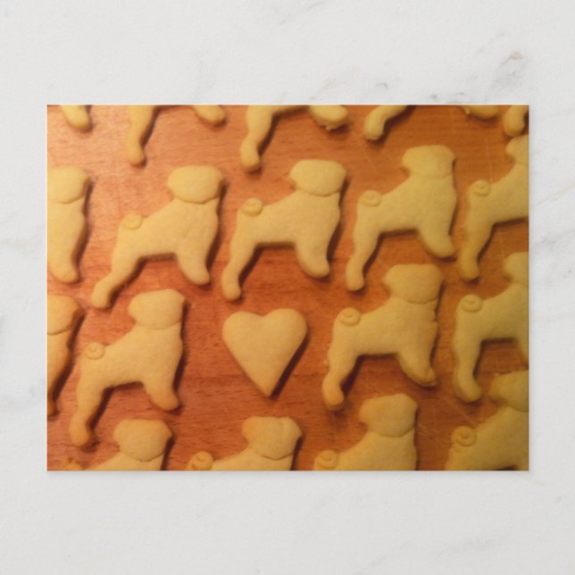 Mops mit Herz. Pug with Heart Postcard (Front)